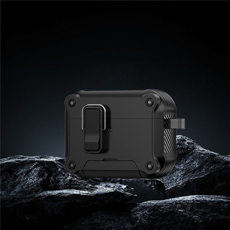 Husa pentru AirPods Pro 3 cu Blocare Automata, Suport Telefon Integrat, Protectie Anti Soc, Carabina, Capac Magnetic, Armor Case, Albastru 6809005302B 2