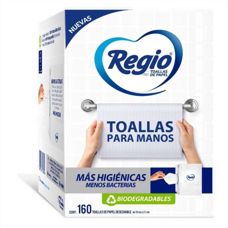 Walmart: Toallas desechables Regio para manos 160 hojas 2x$46