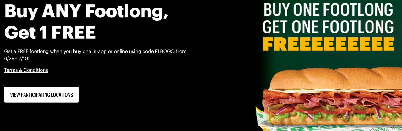 BOGO FREE Footlong Sub at Subway – Buy One, Get One Free Offer BOGO FREE Footlong Sub at Subway – Buy One, Get One Free Offer