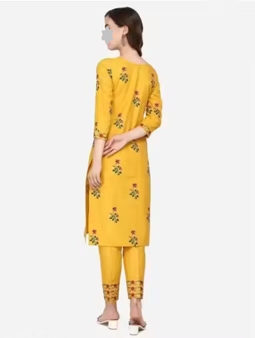 pants kurti kurti pants kurti yellow kurti pant set naira anarkali suit cottan anarkali suit naira kurta set kurti naira cut Color 3 (KS132)