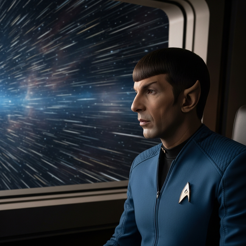 Spock looking out a viewport