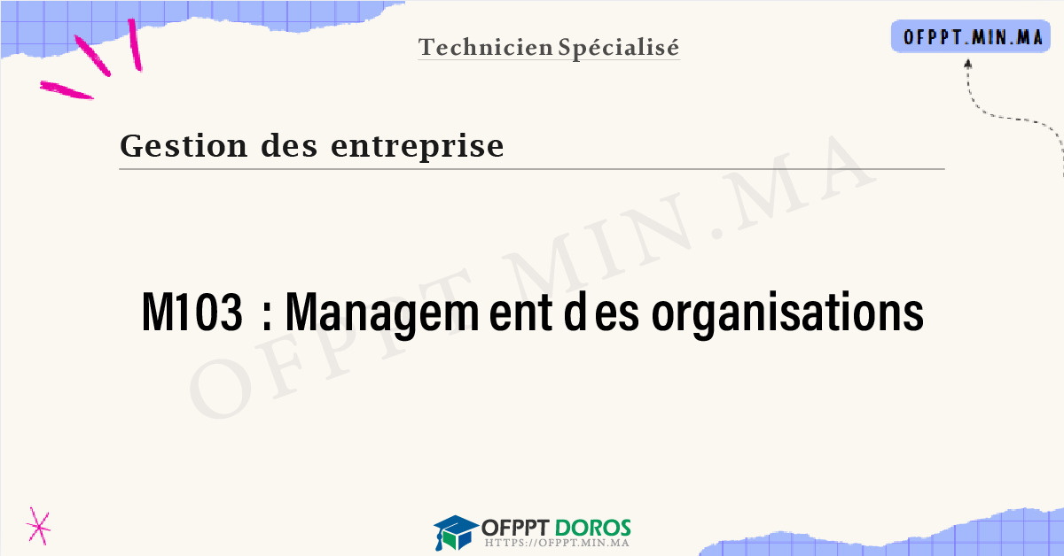 Sommaire détaillé du cours Management des organisations M103 OFPPT - Structure du module