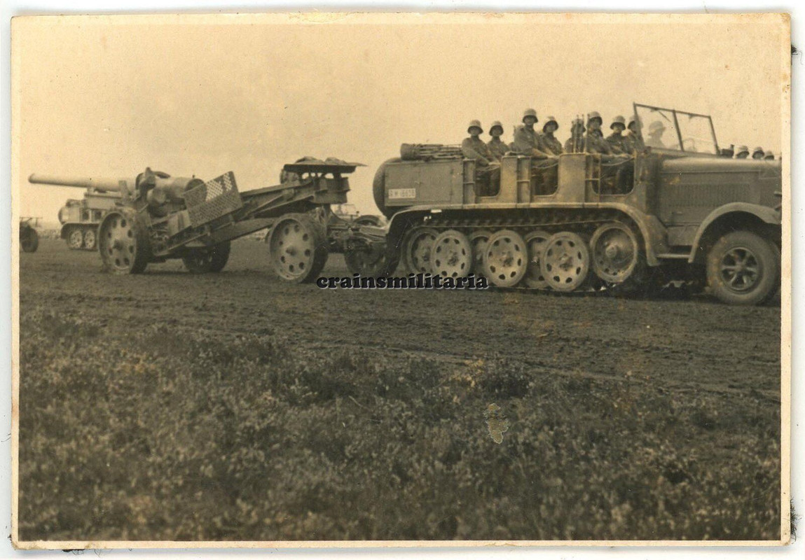 Orig. Foto Halbkette Sd.Kfz.8 Typ DB s7 mit Artillerie Geschütz bei Manöver 1935