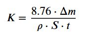 Формула расчета скорости коррозии: K = 8.76 * (m? - m?) / (ρ * S * t)