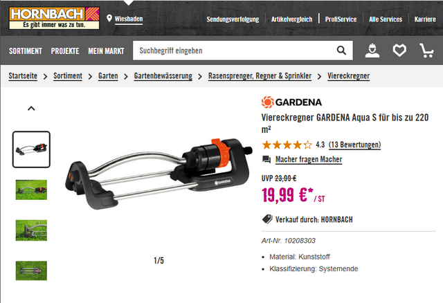 Viereckregner von Gardena