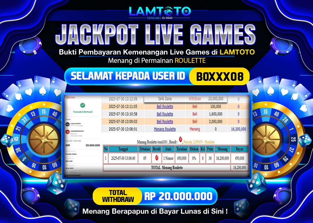BUKTI JACKPOT LUNAS LAMTOTO