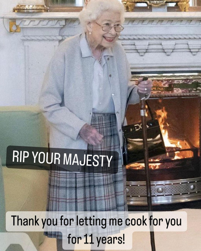 Unggahan Chef Darren McGrady, sebagai penghormatan terakhir atas wafatnya Ratu Elizabeth II.