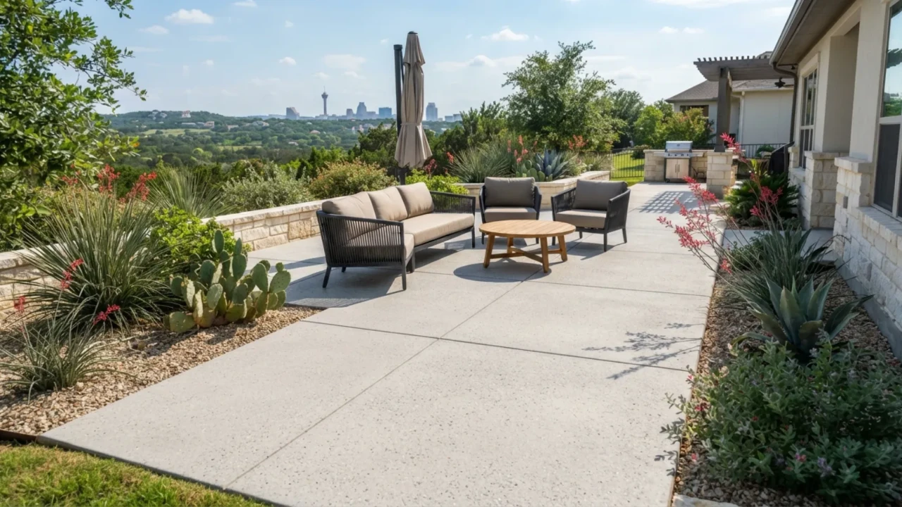 Easy maintenance concrete patio San Antonio