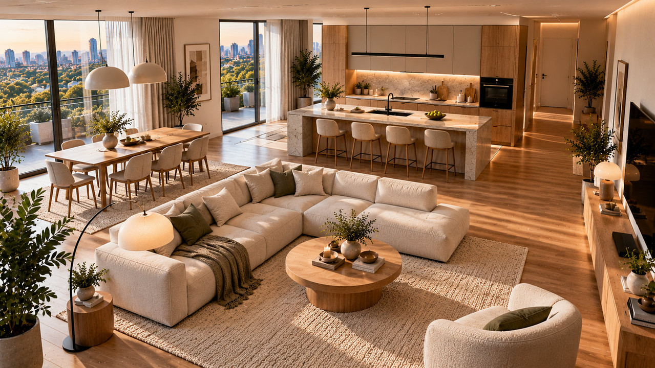Fundamental principles of interior design: color combinations, lighting, and layout