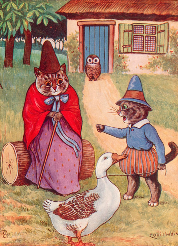 Louis-Wain-Mother-Goose-at-Home-Meister-Drucke-187497