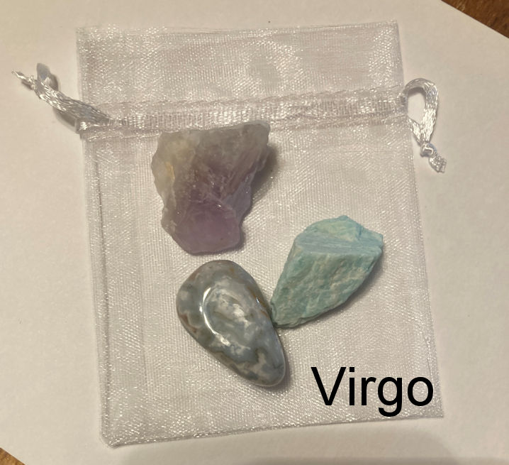 moss agate, amethyst, amazonite- Virgo
