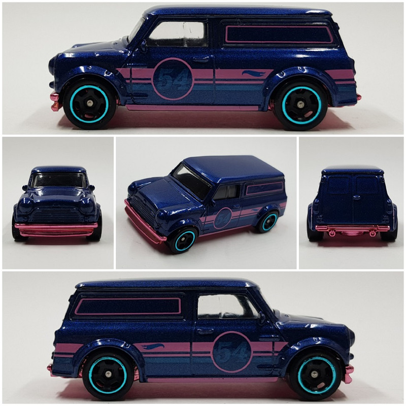 Hotwheels HDH54 67 Austin Mini Van 10 2022 Blue and Pink series