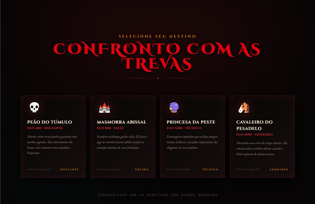 Captura de tela da interface do jogo de Xadrez Temático