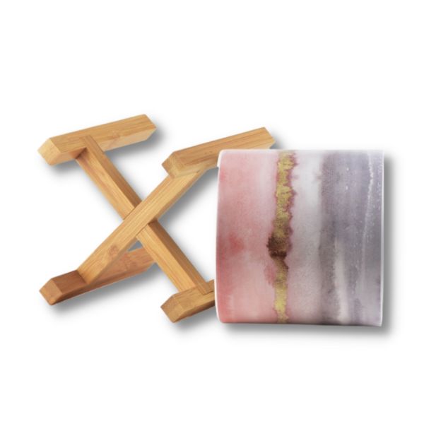 Ghiveci ceramic pentru flori Luxury cu suport din lemn, Ø 12,5, Inaltime 16.5 cm, Gri - Ghivece pentru flori - Mercaton Store