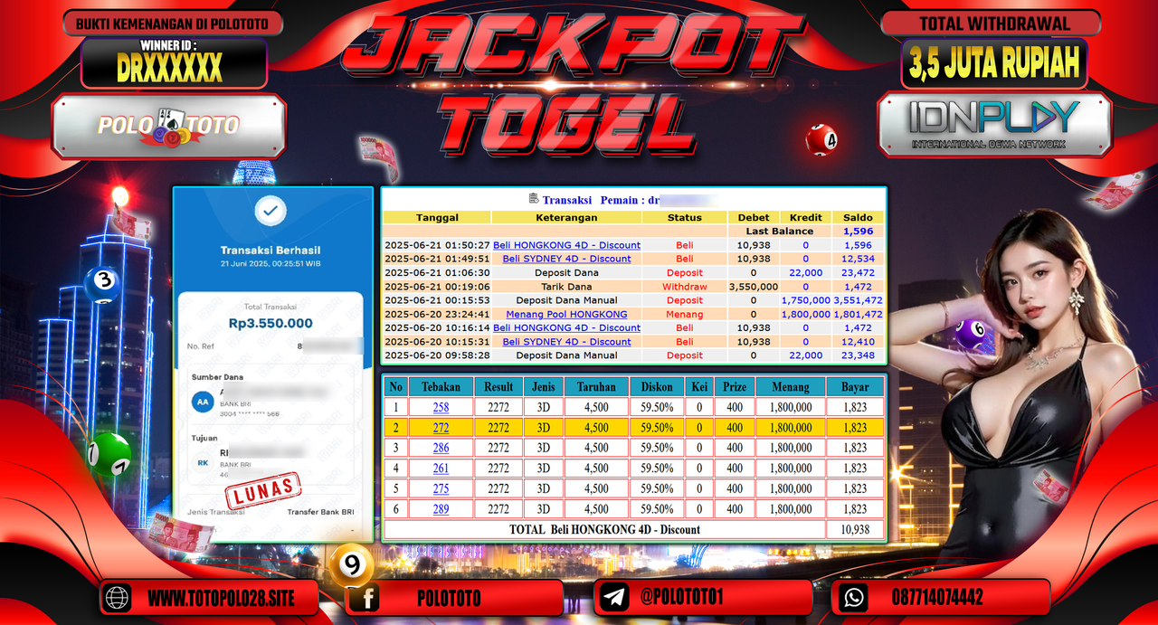 POLOTOTO JACKPOT TOGEL HONGKONG LOTTO Rp.3.550.000,-