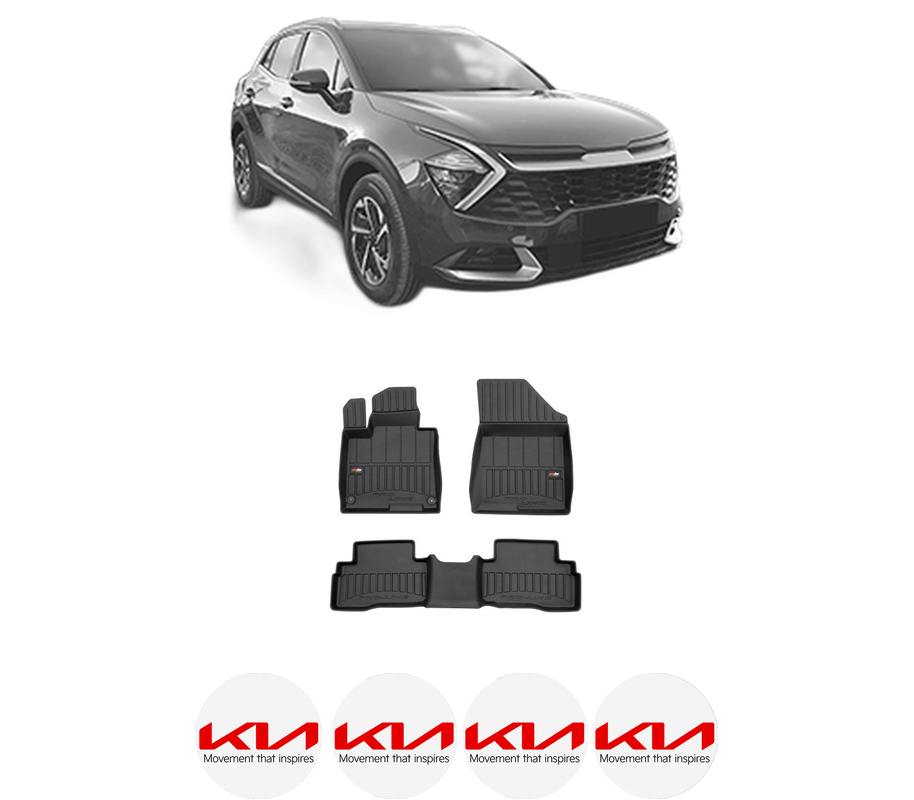 Set covorase presuri KIA SPORTAGE V | NQ5 din 2010-2018, auto, din cauciuc thermoplastic, 4 Stickere auto cu KIA
