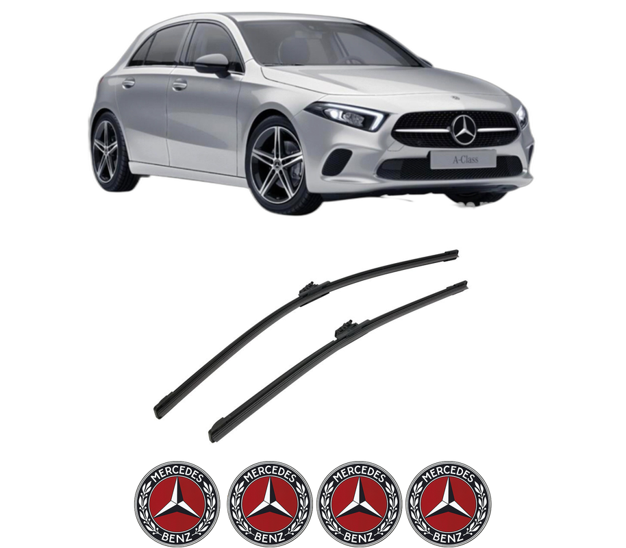 Set stergatoare auto MERCEDES-BENZ A-CLASS (W177) din 2018-2020, pentru parbriz auto, 2 bucati, Bosch Aerotwin, din cauciuc siliconat rezistent, 4 Stickere Auto MERCEDES-BENZ