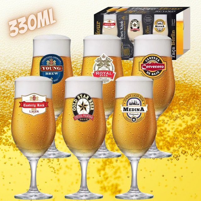 Jogo de Taças para Cerveja Vidro 330ml 6 Peças – Ruvolo Happy Hour Berlin