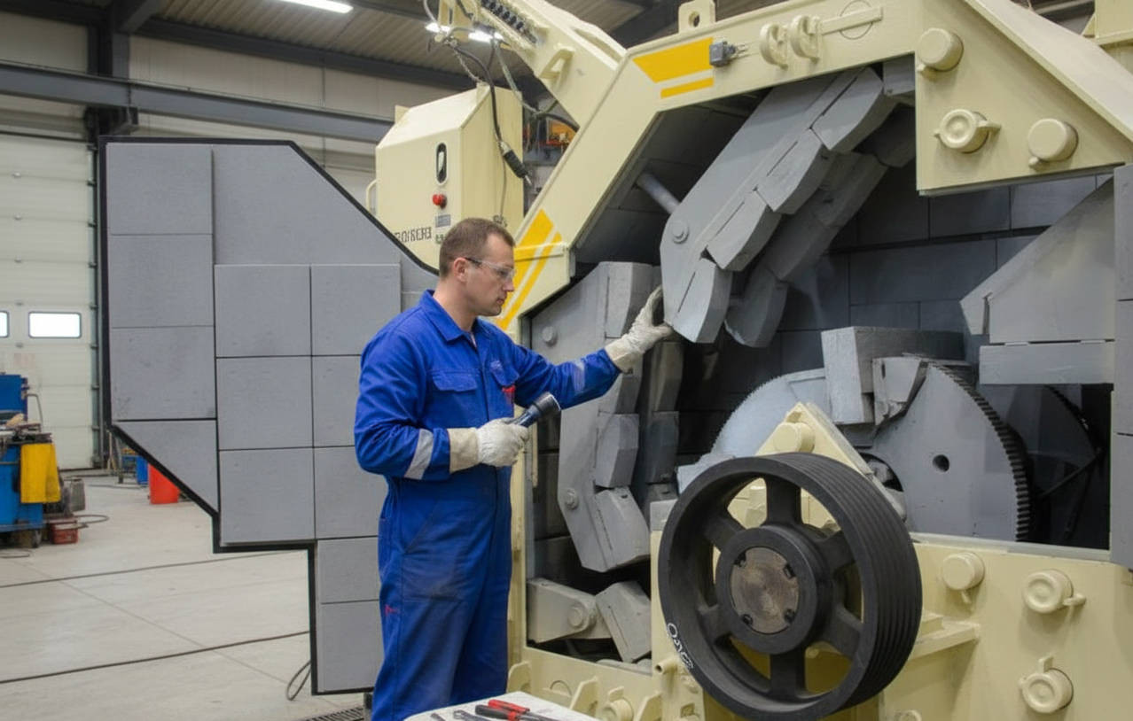 Техническое обслуживание и замена износостойких деталей роторной дробилки в сервисном центре