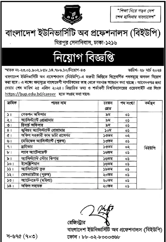 BUP-Job-Circular-2024