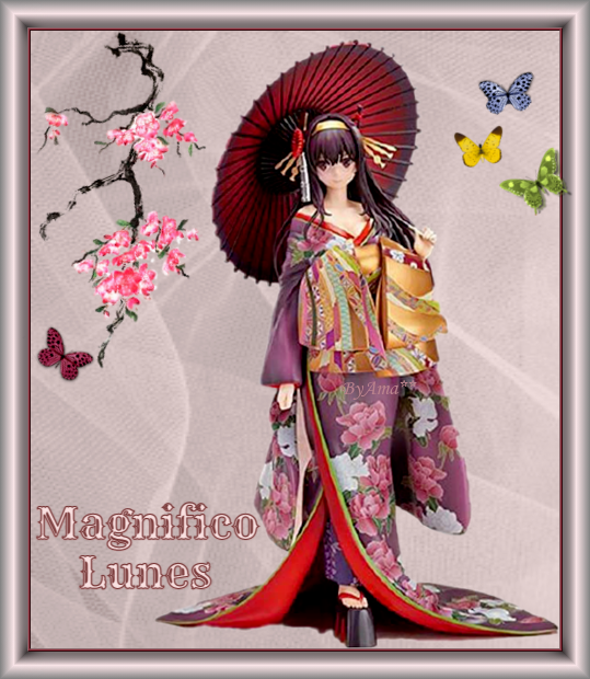 Japonesa con Kimono de Fiesta  Lunes