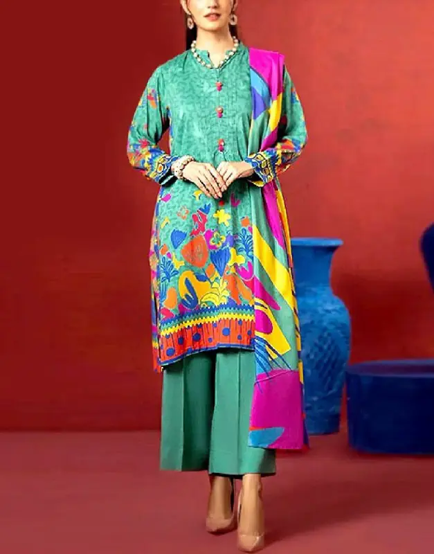 Digital Print Lawn Dress 2025 with Diamond Voil Dupatta