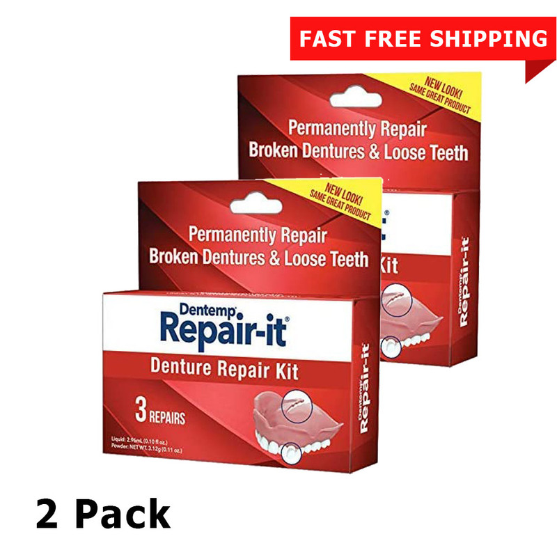 Dentemp REPAIR-It Permanent Loose Teeth Broken Denture Repair Kit - 3 Repairs