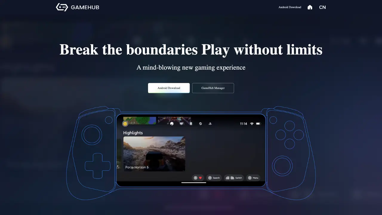GameHub settings menu interface