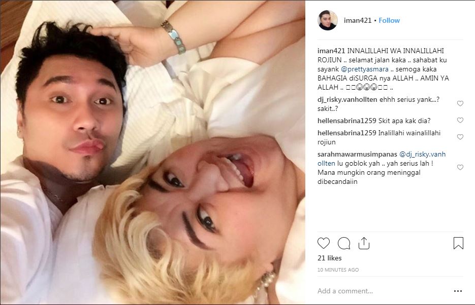 Postingan Imam Aziz tentang kabar duka Pretty Asmara (Instagram/imam421)