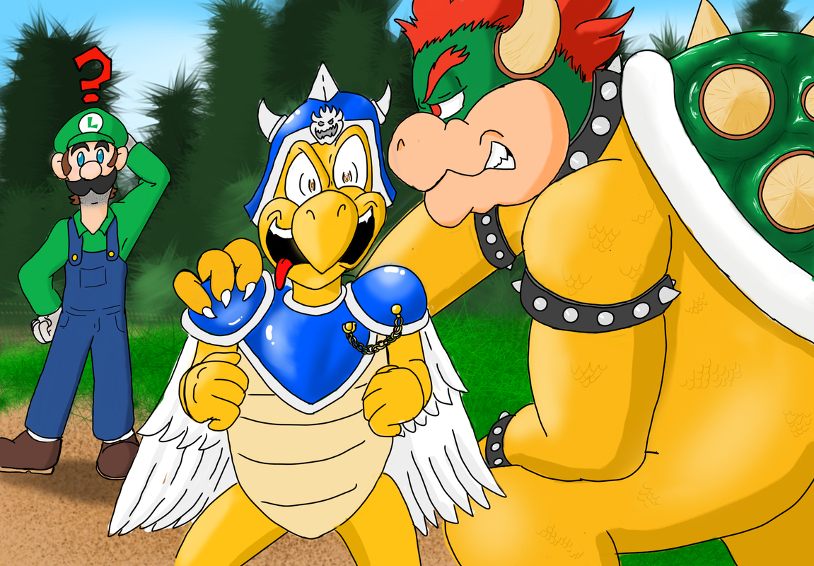 Bowser talking to General Blue Shell 