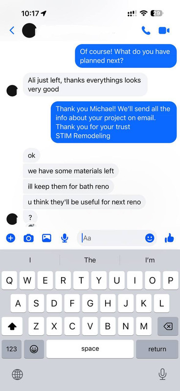 Client message screenshot