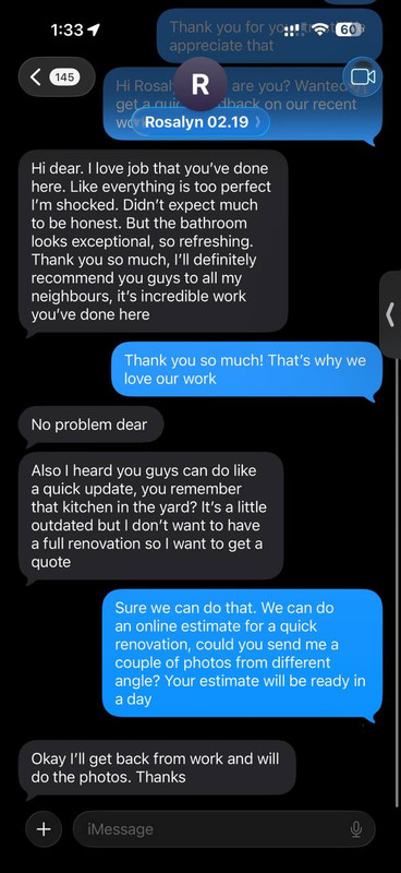 Client message screenshot