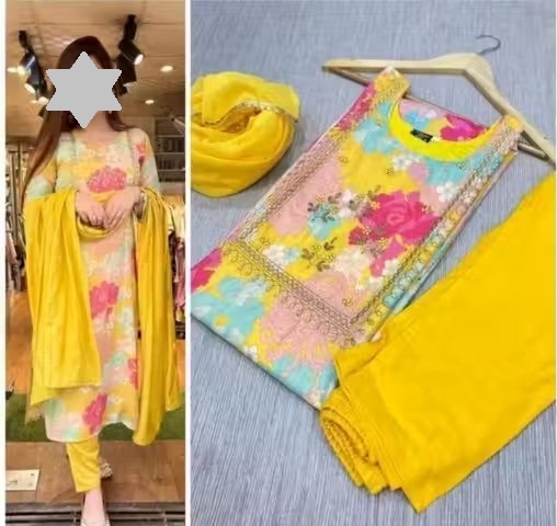 women's faboulas digital muslin kurta set Color 1 (KS106)