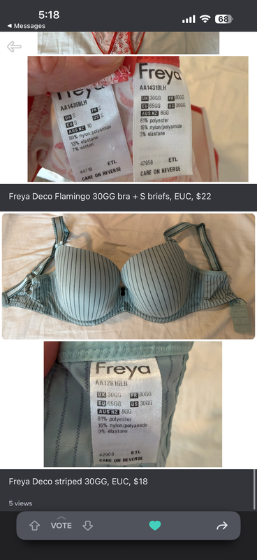Freya Deco Striped 30GG, EUC, $18