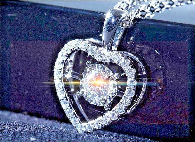 19 946 single halo pendant heart shape round cut polish loop solid old (1000) Only