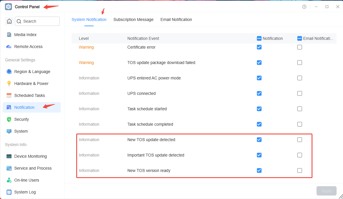 System Notification