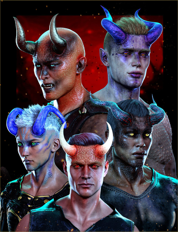 FPE Universal Horns Add-On Textures for Genesis 8.1 Male