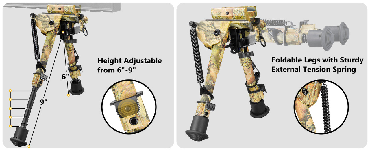 EZSHOOT adjustable Picatinny Bipod with spring return legs