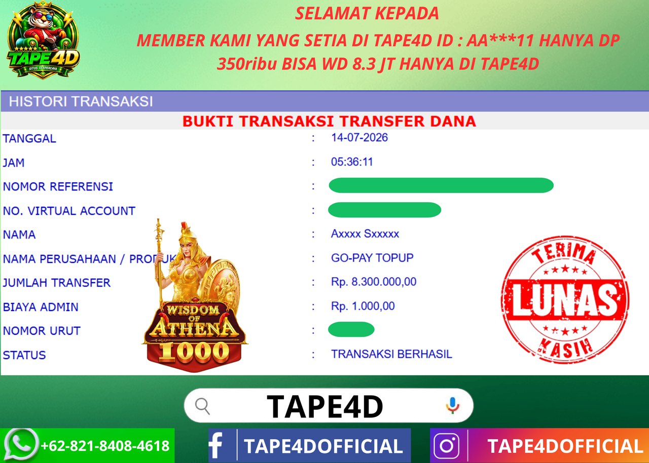 TAPE4D WISDOM OF ATHENA 1000 PRAMATIC 8.300.000-LUNAS