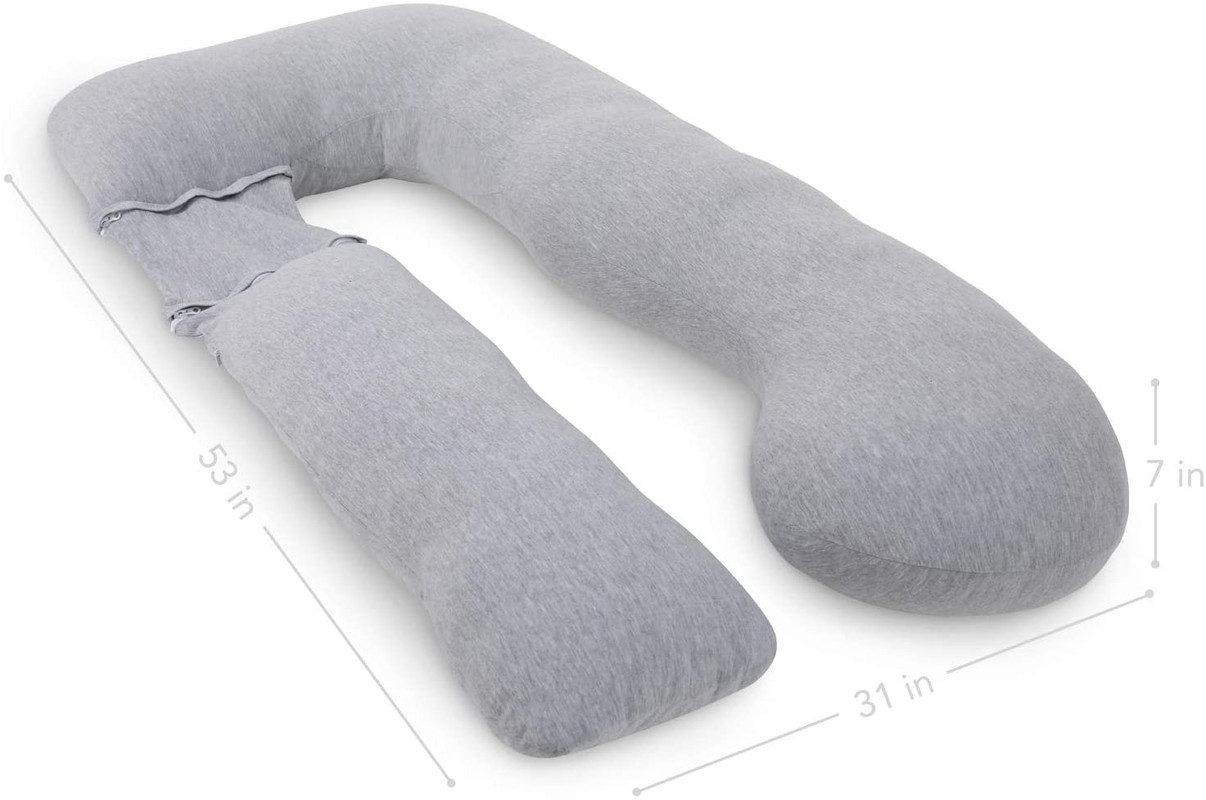 PharMeDoc Pregnancy Pillow, U-Shape Full Body Pillow and Maternity Support (Gray / Detachable)