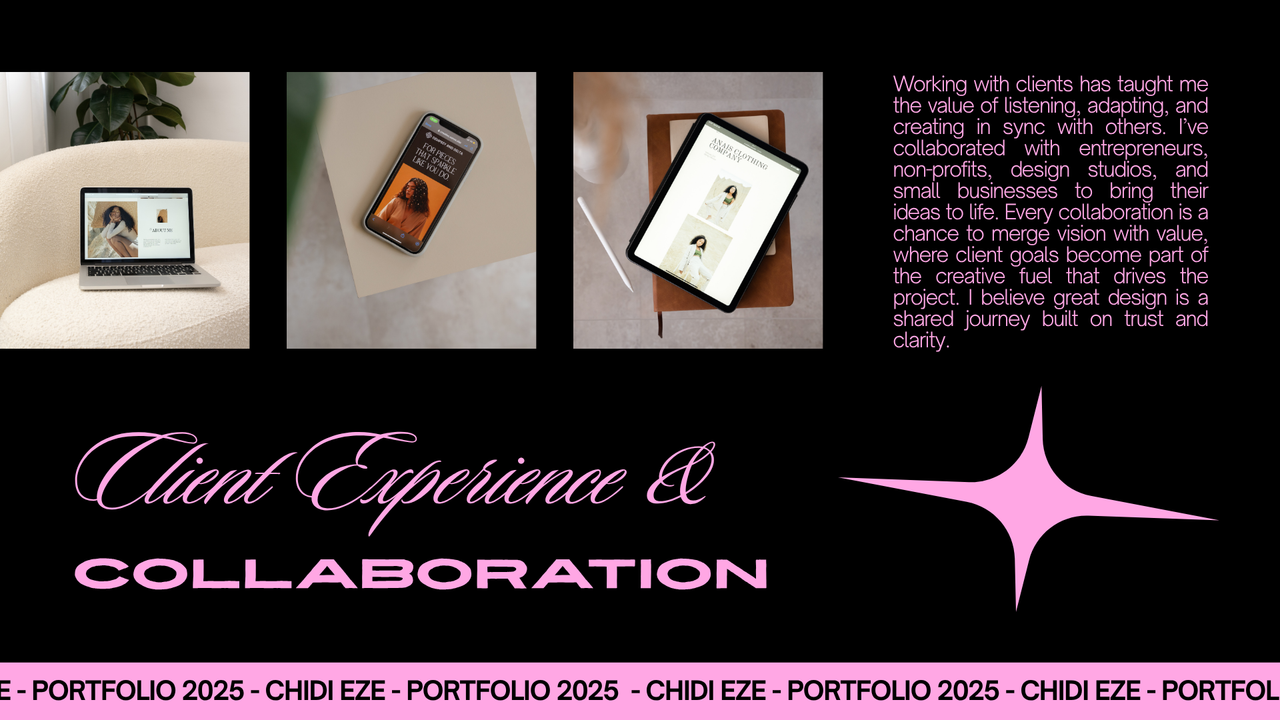 Black and Pink Modern Clean Portfolio Presentation