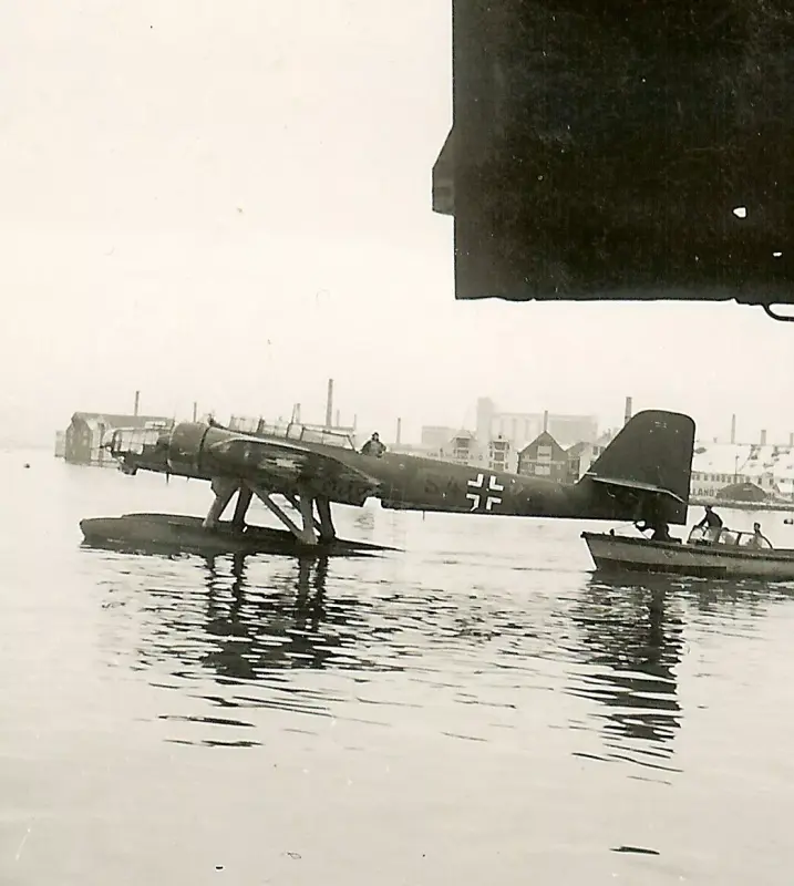 RARE! Luftwaffe Heinkel He-115 Seaplane Torpedo Bomber (S4 KH) in Harbor!!!--