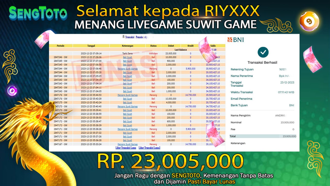 BUKTI PEMBAYARAN LIVE GAME SUWIT GAME