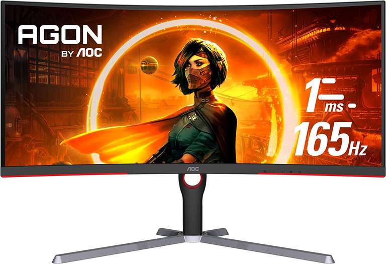 Amazon: AOC CU34G3S Ultra-Wide Monitor 34'', WQHD 3440 x1440, 165Hz 1ms, FreeSync Premium