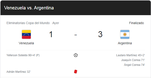 En Caracas: Argentina le metió 3 a 1 a la Vinotinto en la eliminatoria de la CONMEBOL rumbo a Qata 2021-9-3-1-9-49