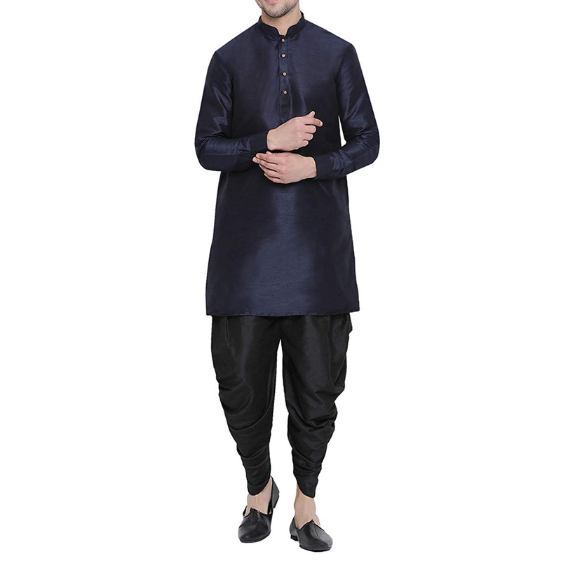 Men's Dhoti Kurta Pant Set Silk Blend Ethnic Kurta Pyjama For Wedding Wear Dress - Picture 13 of 24