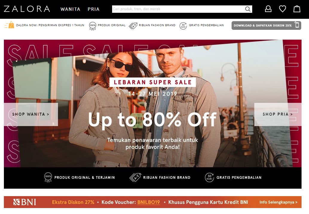 Diskon hingga 80% di zalora.co.id