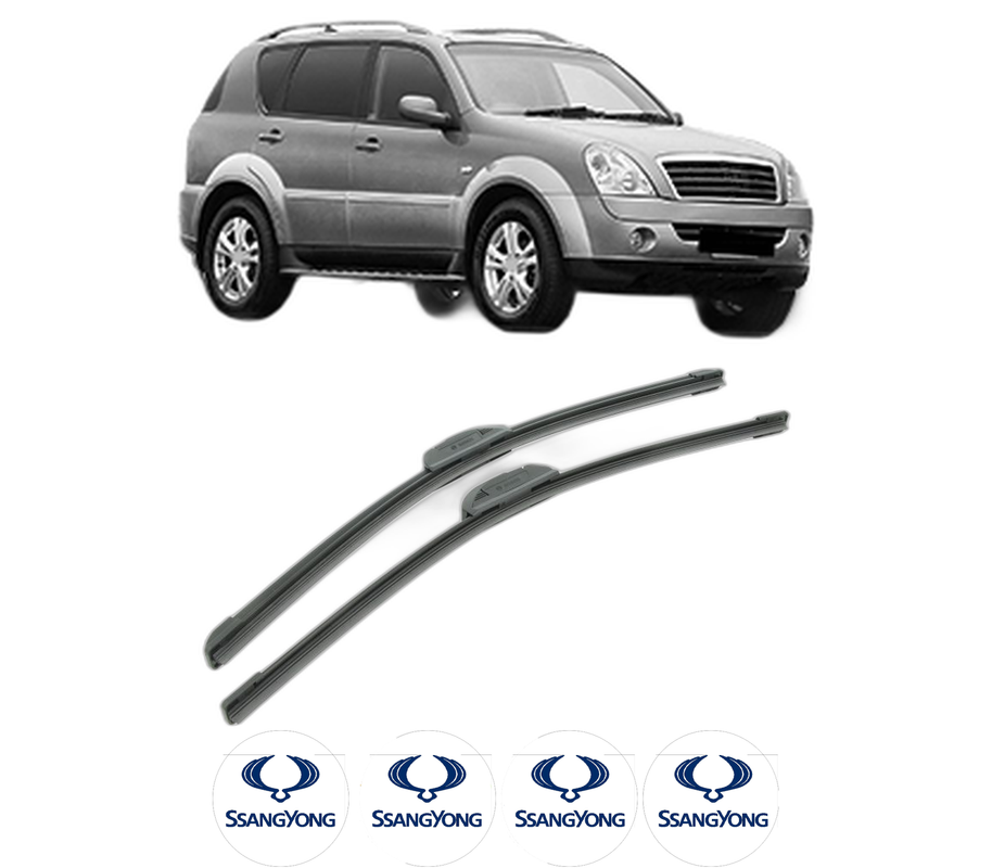 Set stergatoare auto SSANGYONG REXTON W / REXTON din 2012-2017, pentru parbriz auto, 2 bucati, Bosch Aerotwin Retrofit, din cauciuc siliconat rezistent, 4 Stickere Auto SSANGYONG