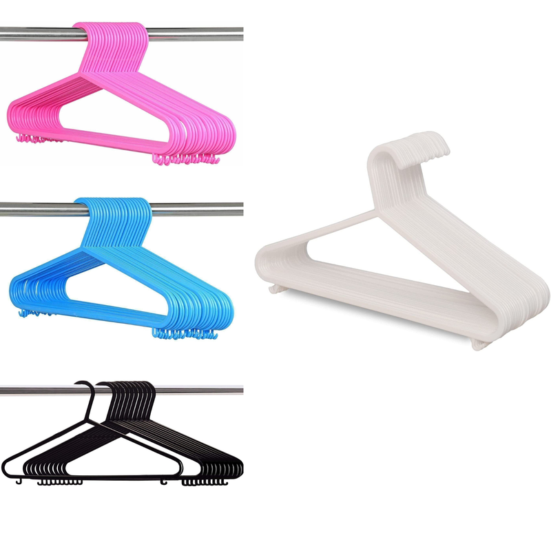 20 x Adult Plastic Hangers Clothes Flocked Coat Trouser Hanging Space saving