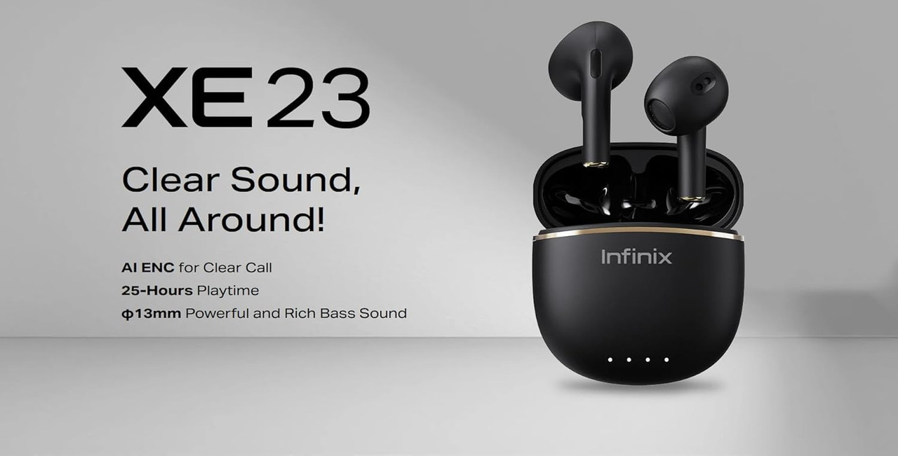 سماعات infinix buds lite XE23 لاسلكية - مقاومة الماء IPX5 - بطارية 36 ساعة - تحكم باللمس - أسود - 3